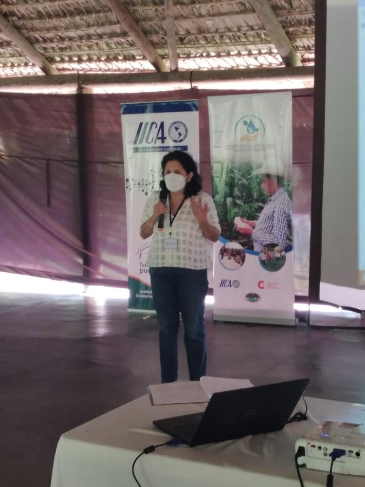 María Febres, Representante del IICA en Guatemala inaugura el evento de intercambio de experiencias.