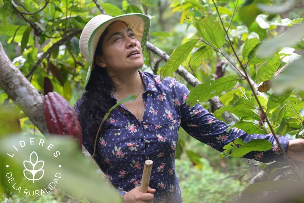 Liliana se dedicó al cultivo de cacao orgánico y ha recorrido un largo camino. Hoy preside la Junta Directiva de una asociación de pequeños productores, PROSOAGRO, y desde 2016 tiene el título de María del Campo.